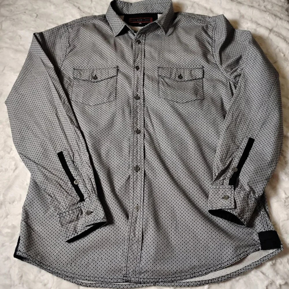 PD&C Navy Blue and White Button Down Shirt, Large - Picture 6 of 12